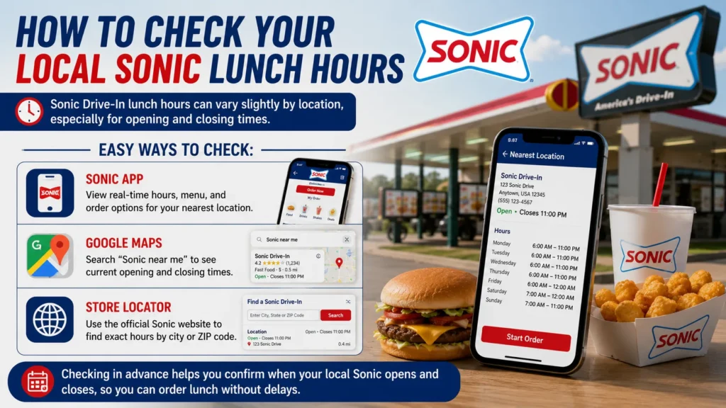 Sonic Lunch Hours 2026: What Time Does Sonic Serve Lunch? 2 Check local Sonic lunch hours easily