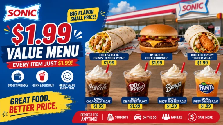 Sonic $1.99 Menu 2026 | Full Value Menu & Items