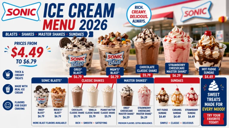 Sonic Ice Cream Menu