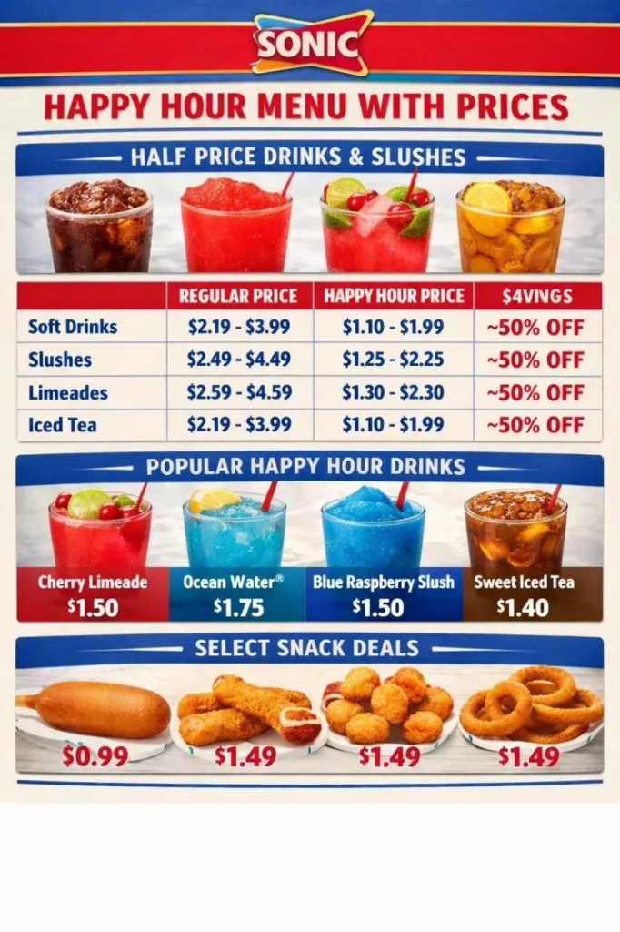 Sonic Happy Hour 2026: Time, Menu, Drink Prices & Best Deals 1 sonic happy hour menu